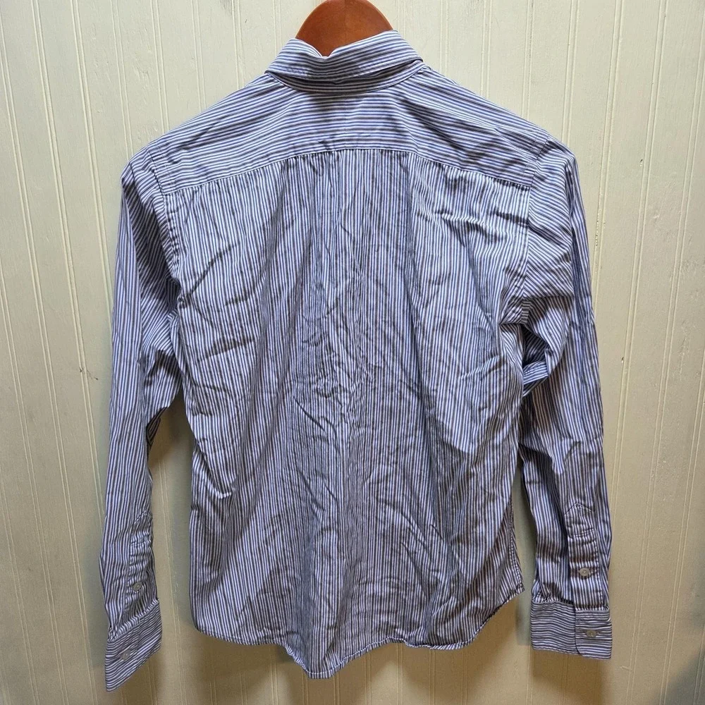 Ralph Lauren Shirt Boys 4‎ Blue Stripe Button Down Long Sleeve Slim Fit Cotton